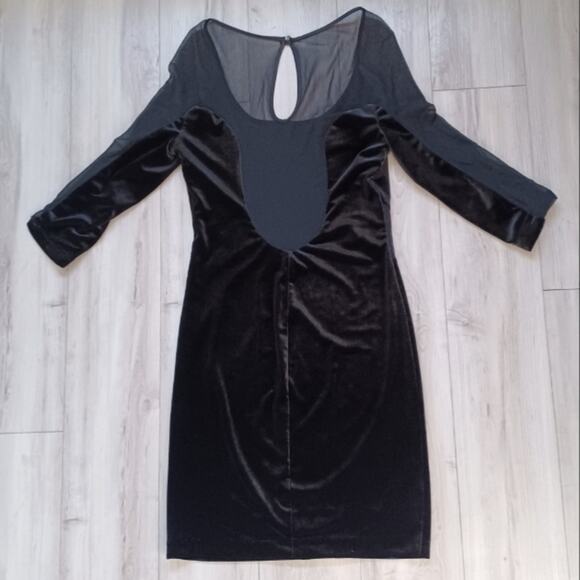 Bardot Velvet Mini Dress Mesh Back & Cut Outs Black 6 - Picture 4 of 14